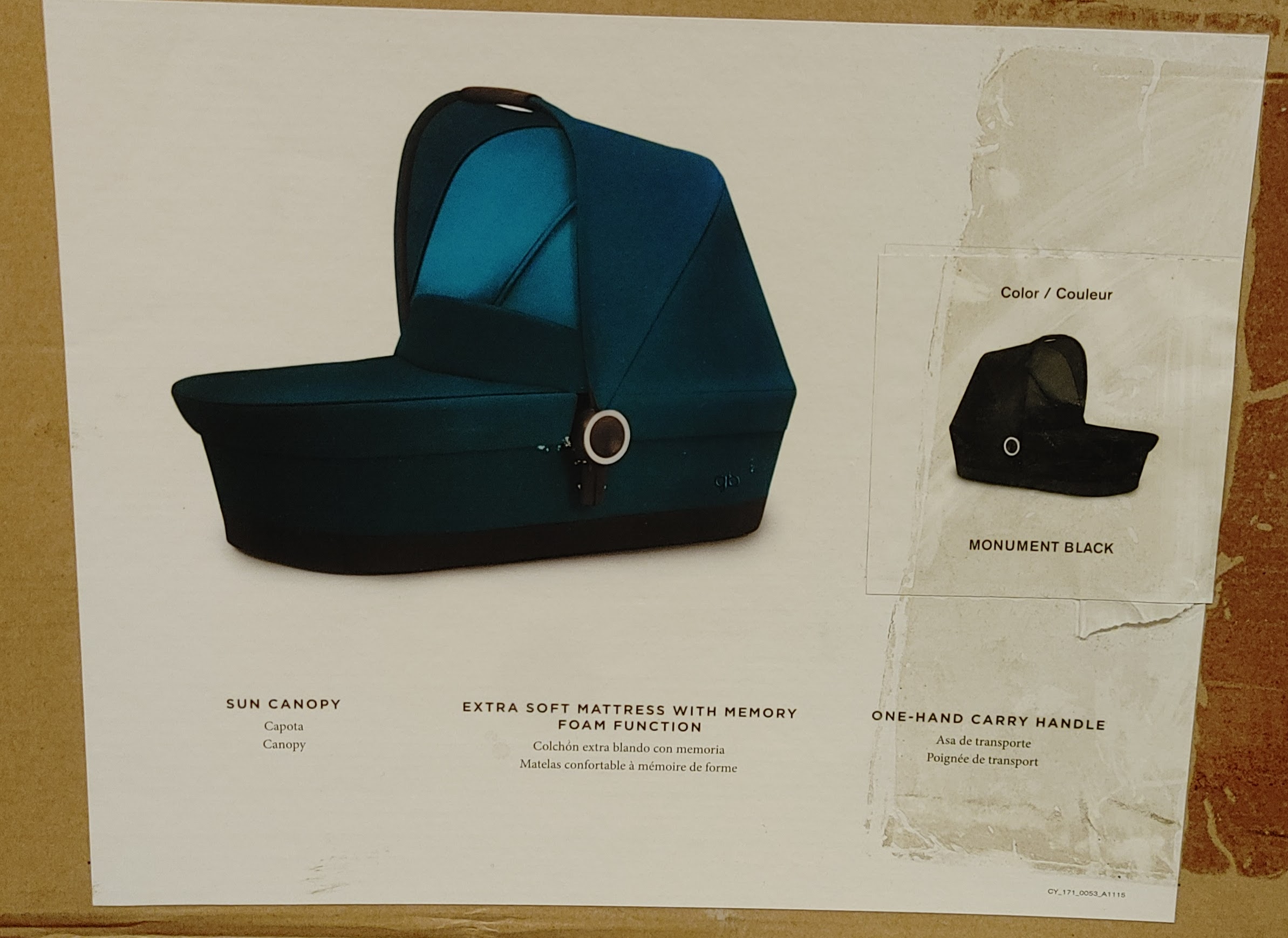 GB Maris Carry Cot - Monument Black